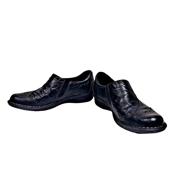 CLARKS Bendables Crinkle Black Leather Slip On Zip Up Casual Shoes US 8M 67664 - Picture 4 of 10